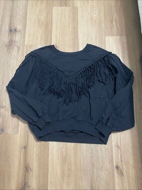 Chelsea DeBoer by Lily & Lottie black fringe sweatshirt